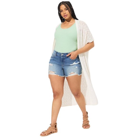 41] TORRID 3X/4X Crochet Sweater Duster w/ Tie NEW 36-46pit 51L cotton/acrylic - Picture 4 of 5